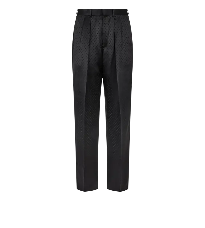 SATIN POLKA DOT JACQUARD DOUBLE PLEAT PANT BLACK online